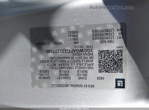 1GCWGAFG1J1277185 2018 CHEVROLET EXPRESS Silver Widok komory silnika