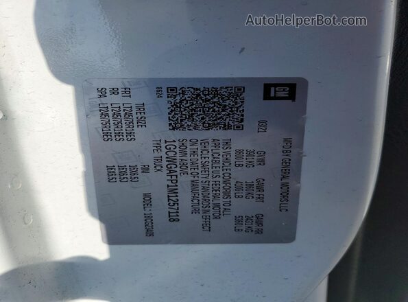 1GCWGAFP1M1257118 2021 CHEVROLET EXPRESS White Вид наклейки з VIN-кодом