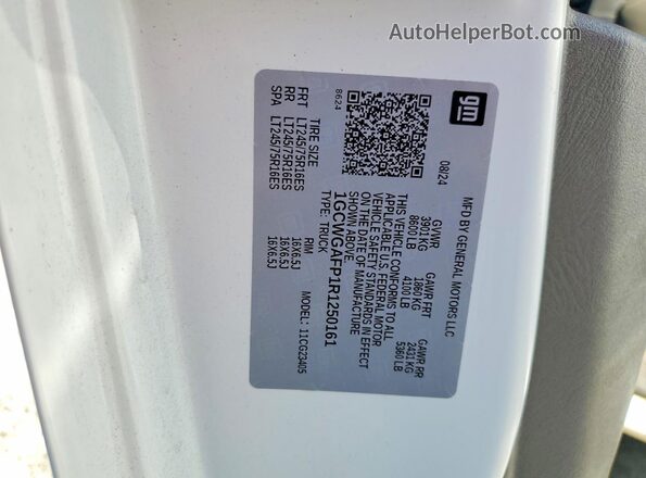 1GCWGAFP1R1250161 2024 CHEVROLET EXPRESS White VIN კოდის სტიკერის ხედი