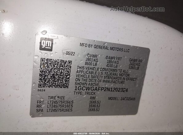 1GCWGAFP2N1202324 2022 CHEVROLET EXPRESS White Շարժիչի բաժամունքի տեսք