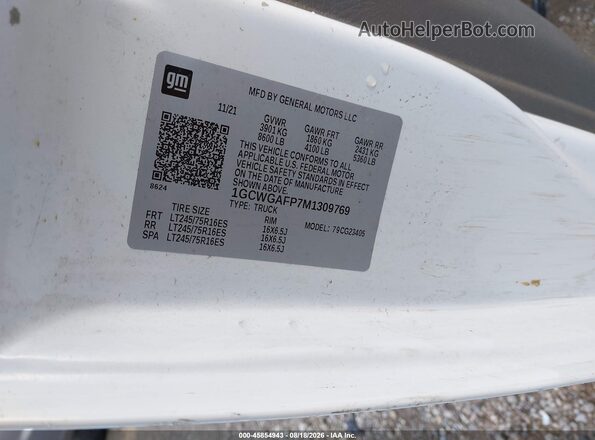 1GCWGAFP7M1309769 2021 CHEVROLET EXPRESS Белый Вид подкапотного пространства