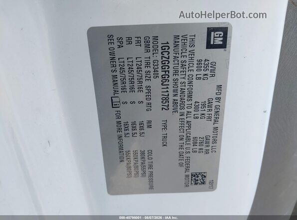 1GCZGGFG6J1178572 2018 CHEVROLET EXPRESS White Widok komory silnika