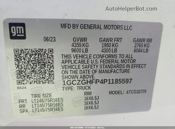 1GCZGHFP4P1185597 2023 CHEVROLET EXPRESS White Vista del compartimento del motor