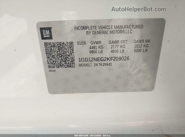 1GD12NEG2KF209026 2019 GMC SIERRA Белый Вид подкапотного пространства