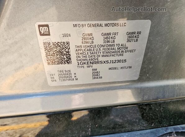 1GKENRRSXSJ123015 2025 GMC ACADIA Silver Vista interior de 360 grados