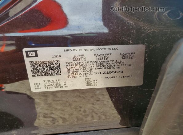 1GKKNKLS7LZ155670 2020 GMC ACADIA Burgundy Engine compartment view