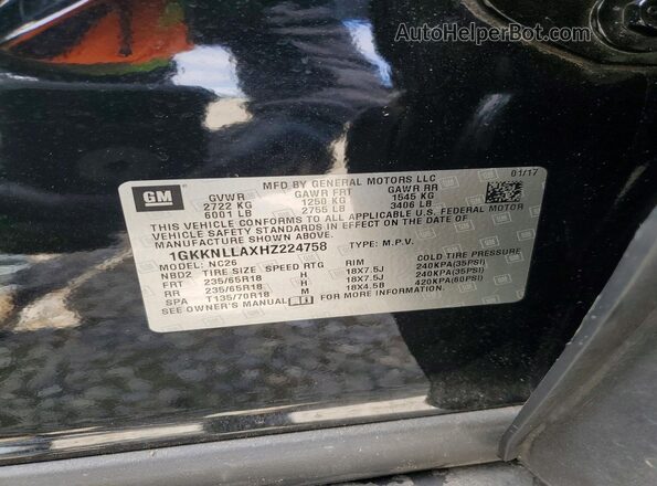 1GKKNLLAXHZ224758 2017 GMC ACADIA Black Vista interior de 360 grados