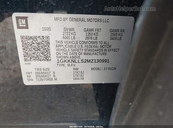 1GKKNLLS2MZ130991 2021 GMC ACADIA Dark Blue Вид подкапотного пространства