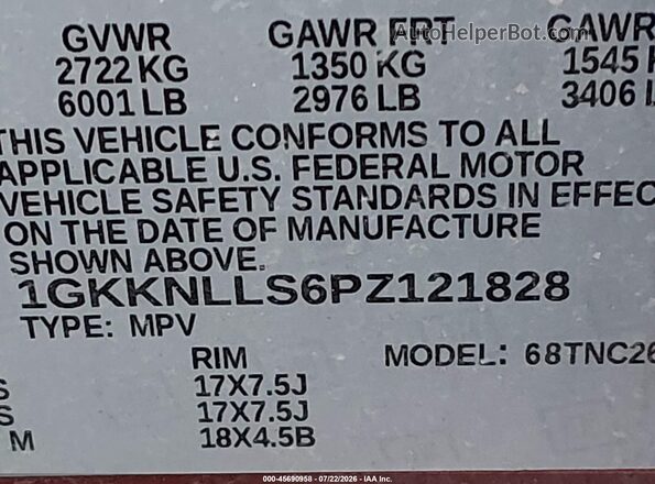 1GKKNLLS6PZ121828 2023 GMC ACADIA Red Вид підкапотного простору