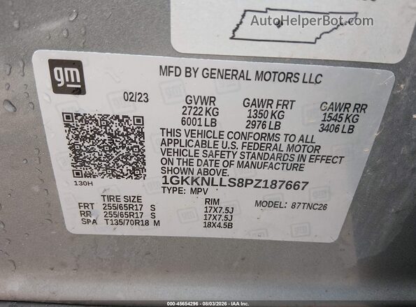 1GKKNLLS8PZ187667 2023 GMC ACADIA Silver Շարժիչի բաժամունքի տեսք