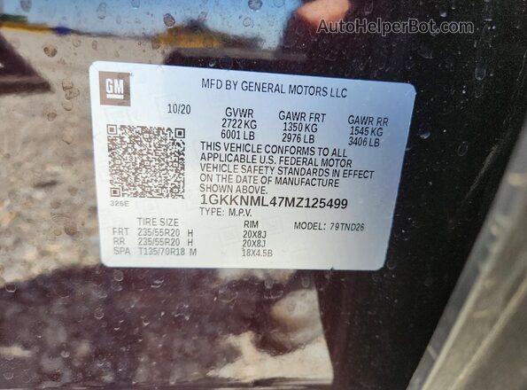 1GKKNML47MZ125499 2021 GMC ACADIA Purple VIN կոդի պիտակի տեսք