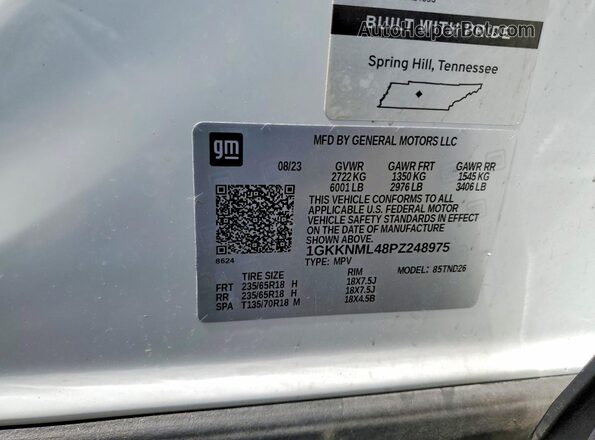 1GKKNML48PZ248975 2023 GMC ACADIA Белый Вид наклейки с VIN-кодом