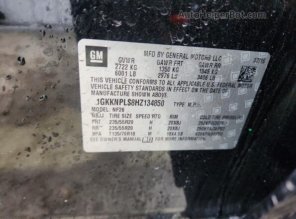 1GKKNPLS8HZ134850 2017 GMC ACADIA Black Engine compartment view