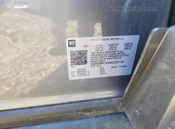 1GKKNPLSXMZ220719 2021 GMC ACADIA Серый Вид наклейки с VIN-кодом