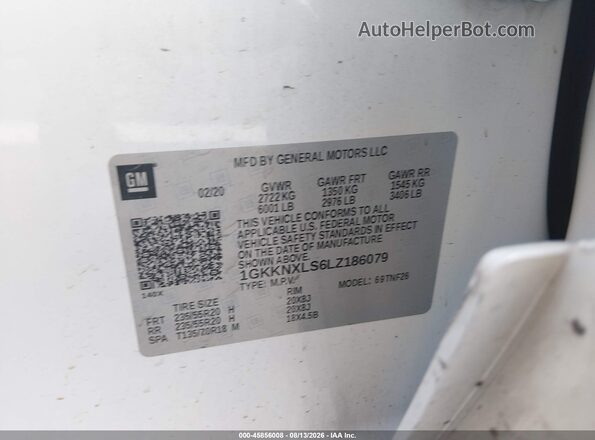 1GKKNXLS6LZ186079 2020 GMC ACADIA White Engine compartment view