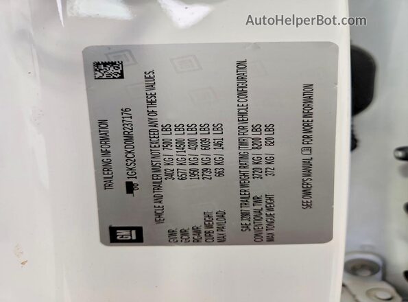 1GKS2CKD0MR237176 2021 GMC YUKON White Շարժիչի բաժամունքի տեսք