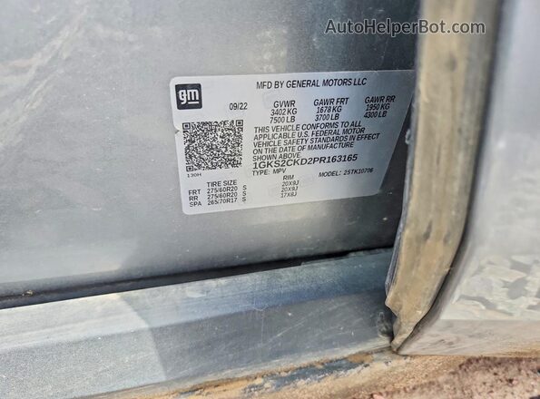 1GKS2CKD2PR163165 2023 GMC YUKON Серый Вид наклейки с VIN-кодом