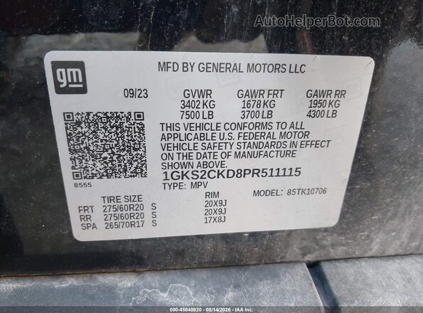 1GKS2CKD8PR511115 2023 GMC YUKON Black Vista del compartimento del motor