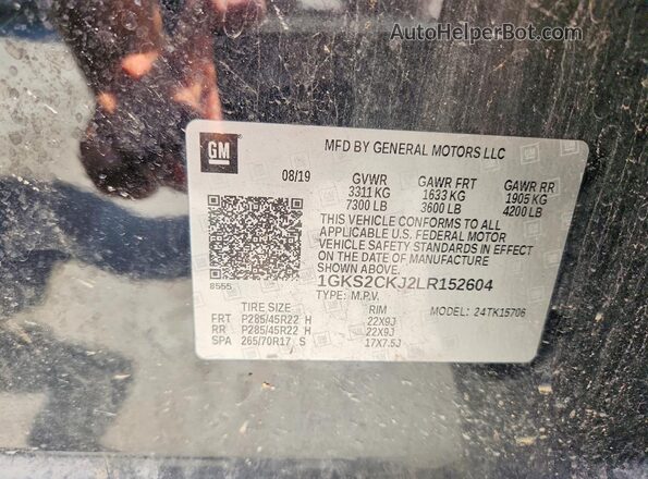 1GKS2CKJ2LR152604 2020 GMC YUKON Black სალონის 360-გრადუსიანი ხედი