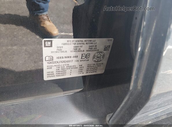 1GKS2CKJ7GR249917 2016 GMC YUKON Black Vista del compartimento del motor