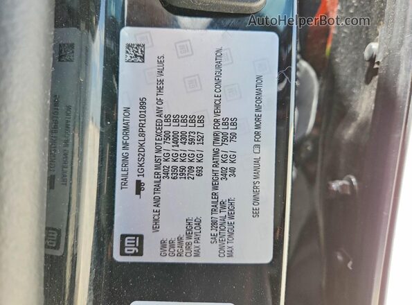 1GKS2DKL8PR101895 2023 GMC YUKON Black Vista de la etiqueta del VIN