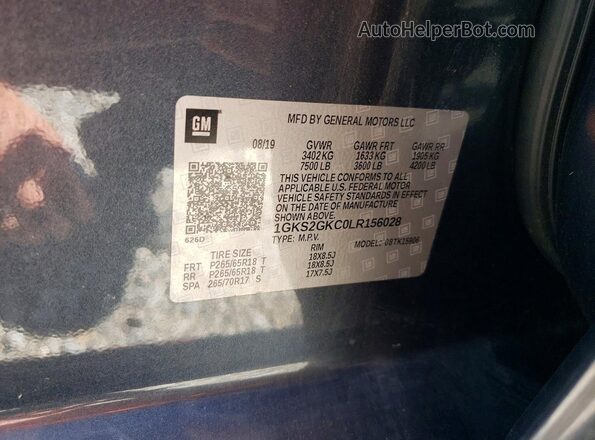 1GKS2GKC0LR156028 2020 GMC YUKON Gray 360 interior view