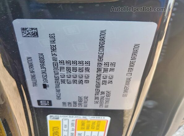 1GKS2JKL3PR493814 2023 GMC YUKON Черный Вид наклейки с VIN-кодом