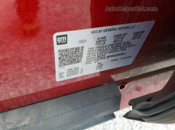 1GKS2JKL8PR325361 2023 GMC YUKON Красный Панорамный вид салона 360°