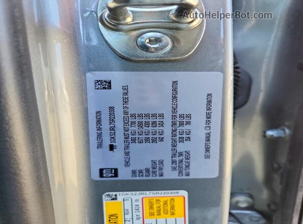 1GKS2JRL7SR220308 2025 GMC YUKON Silver Widok naklejki z numerem VIN