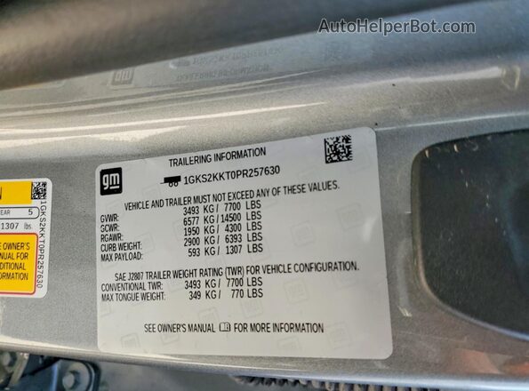 1GKS2KKT0PR257630 2023 GMC YUKON Silver 