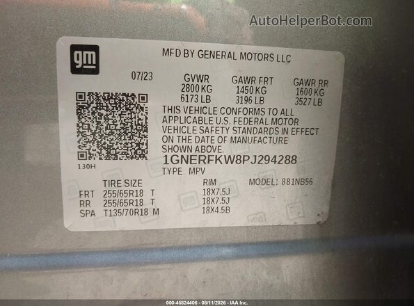 1GNERFKW8PJ294288 2023 CHEVROLET TRAVERSE Silver Engine compartment view