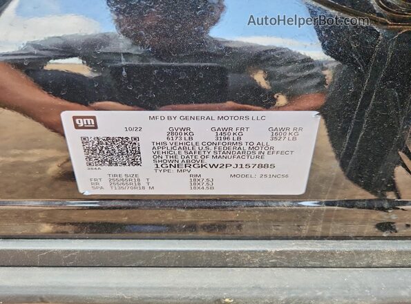 1GNERGKW2PJ157885 2023 CHEVROLET TRAVERSE Black Vista de la etiqueta del VIN