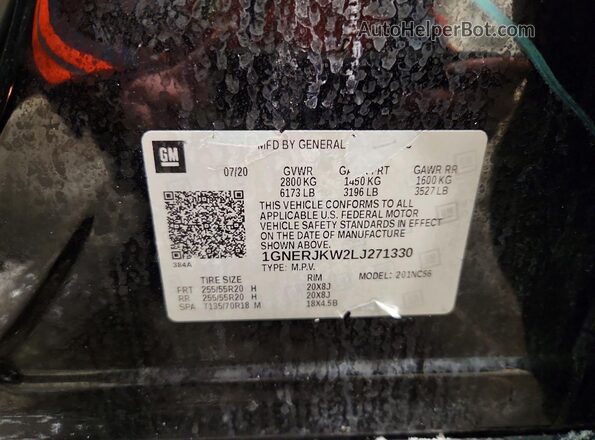 1GNERJKW2LJ271330 2020 CHEVROLET TRAVERSE Black 