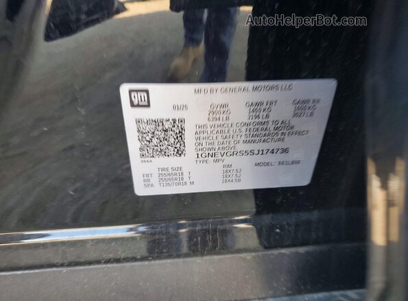 1GNEVGRS5SJ174736 2025 CHEVROLET TRAVERSE Black Widok naklejki z numerem VIN