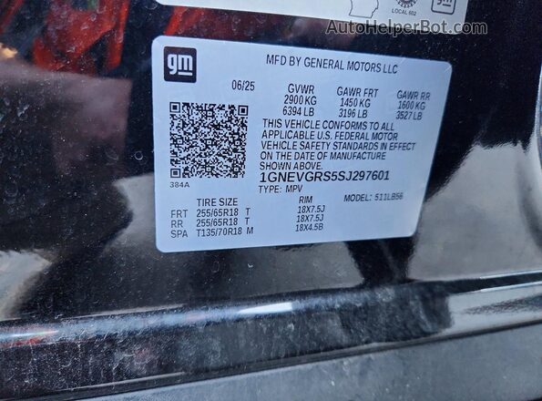 1GNEVGRS5SJ297601 2025 CHEVROLET TRAVERSE Black 