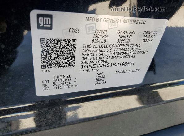 1GNEVJRS1SJ198531 2025 CHEVROLET TRAVERSE Black Vista de la etiqueta del VIN