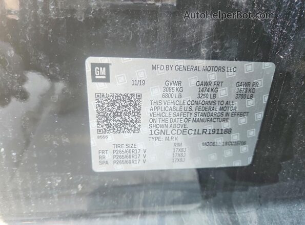 1GNLCDEC1LR191188 2020 CHEVROLET TAHOE Черный 