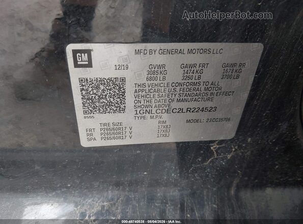 1GNLCDEC2LR224523 2020 CHEVROLET TAHOE Black Engine compartment view