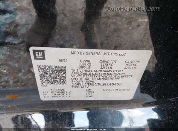 1GNLCDEC9LR146435 2020 CHEVROLET TAHOE Black Widok komory silnika