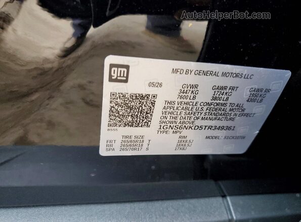 1GNS6NKD5TR349361 2026 CHEVROLET TAHOE Black Vista del compartimento del motor
