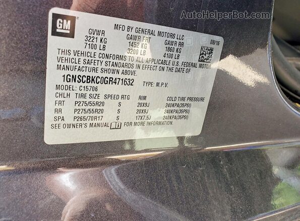 1GNSCBKC0GR471632 2016 CHEVROLET TAHOE Gray Շարժիչի բաժամունքի տեսք