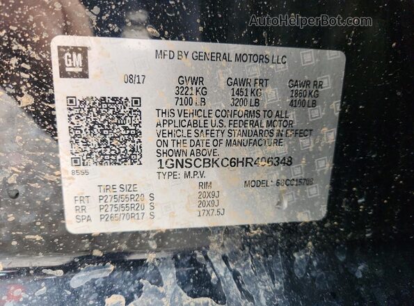 1GNSCBKC6HR406348 2017 CHEVROLET TAHOE Black VIN sticker view