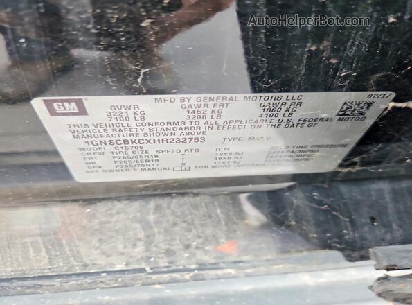 1GNSCBKCXHR232753 2017 CHEVROLET TAHOE Black VIN sticker view