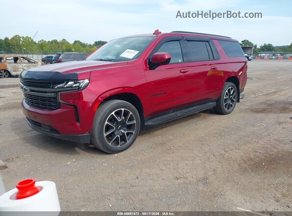1GNSCEKT7MR388857 2021 CHEVROLET SUBURBAN Red წინა მარცხენა ხედი სამი მეოთხედიდან