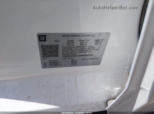 1GNSKAEC0HR348391 2017 CHEVROLET TAHOE White Engine compartment view