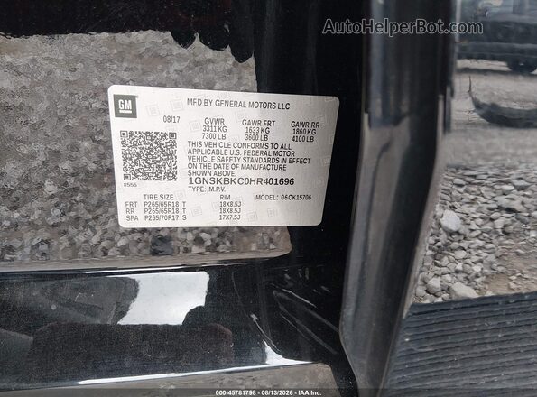 1GNSKBKC0HR401696 2017 CHEVROLET TAHOE Черный Вид подкапотного пространства