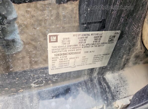 1GNSKBKC7GR395698 2016 CHEVROLET TAHOE Black Вид підкапотного простору