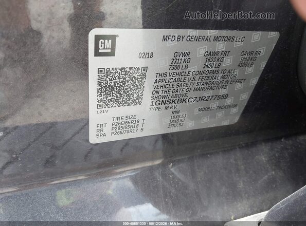 1GNSKBKC7JR277559 2018 CHEVROLET TAHOE Gray Engine compartment view