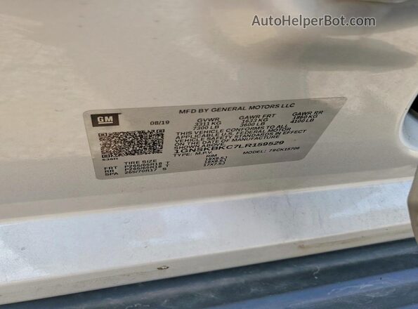 1GNSKBKC7LR159529 2020 CHEVROLET TAHOE Silver Vista de la etiqueta del VIN