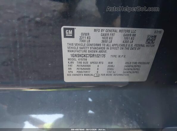 1GNSKCKC7GR102176 2016 CHEVROLET TAHOE Черный Вид подкапотного пространства